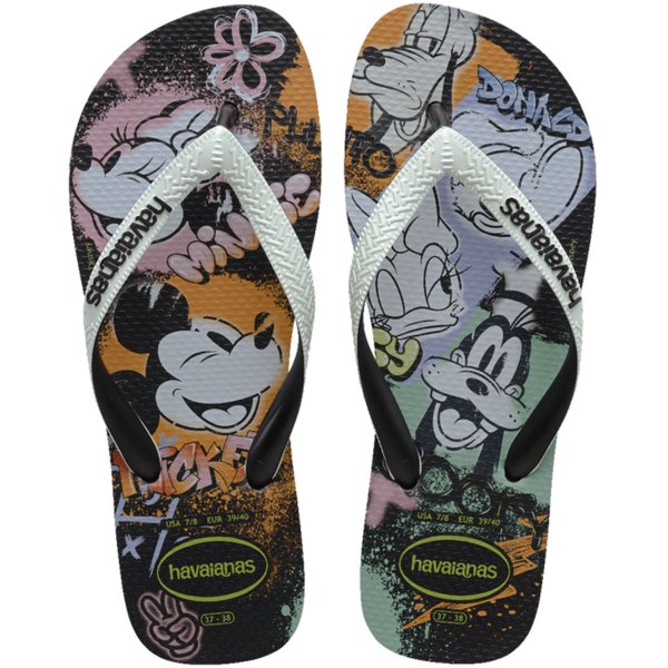 Chinelo Havaianas Disney Stylish Masculino - Preto e Branco