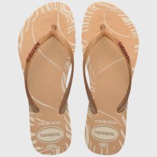 Chinelo Havaianas Slim Glitter Edge Feminino - Bege