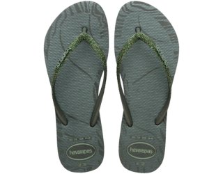 Chinelo Havaianas Slim Glitter Edge Feminino - Verde Oliva Chinelo Havaianas Slim Glitter Edge Feminino - Verde Oliva