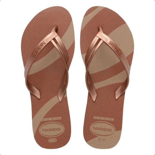 Chinelo Havaianas Elegance Print Metalizado Feminino - Marrom
