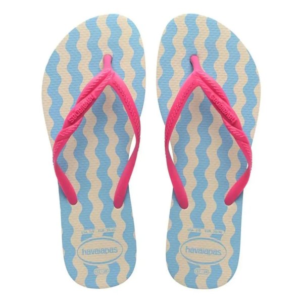 Chinelo Havaianas Fantasia II Feminino - Bege e Azul