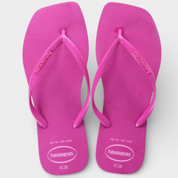 Chinelo Havaianas Slim Square Logo Pop Up Feminino - Magenta