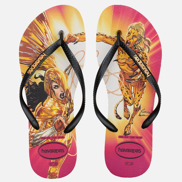Sandália Havaianas Slim Heroínas Feminina - Bege e Amarelo