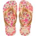 Chinelo Havaianas Kids Flores Fc Feminino - Rosa e Dourado