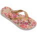 Chinelo Havaianas Kids Flores Fc Feminino - Rosa e Dourado