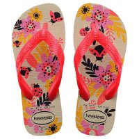 Chinelo Infantil Havaianas Kids Flores Feminino - Rosa e Bege