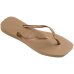 Chinelo Havaianas Slim Square Logo Metallic Feminino - Bege