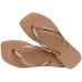 Chinelo Havaianas Slim Square Logo Metallic Feminino - Bege