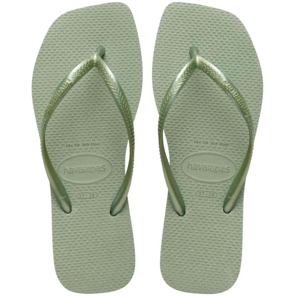 Chinelo Havaianas Slim Square Logo Metallic Feminino - Verde