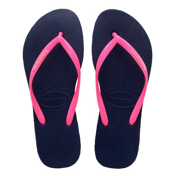 Sandália Havaianas Slim Logo Pop-Up Feminina - Marinho