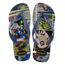 Chinelo Havaianas Top Marvel Classics - Cinza e Azul