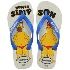 Chinelo Havaianas Simpsons Masculino - Branco e Azul