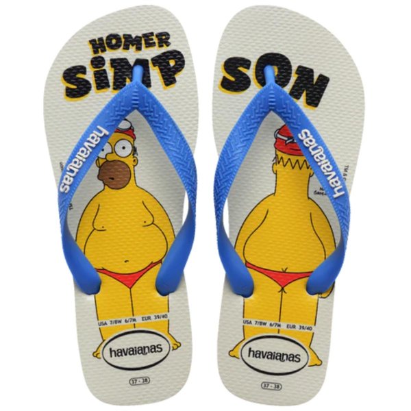 Chinelo Havaianas Simpsons Masculino - Branco e Azul