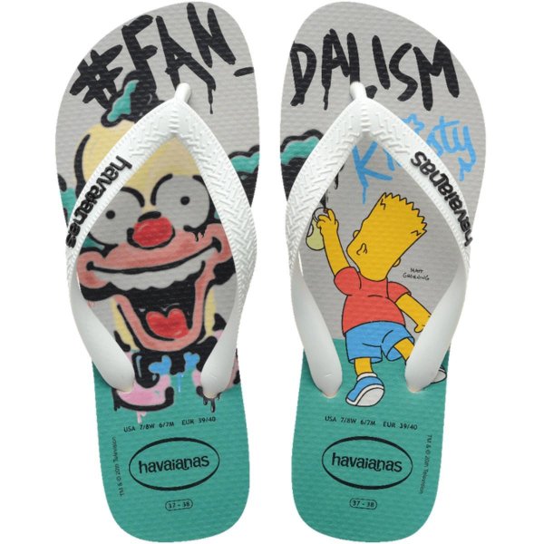 Chinelo Havaianas Simpsons Masculino - Branco e Cinza