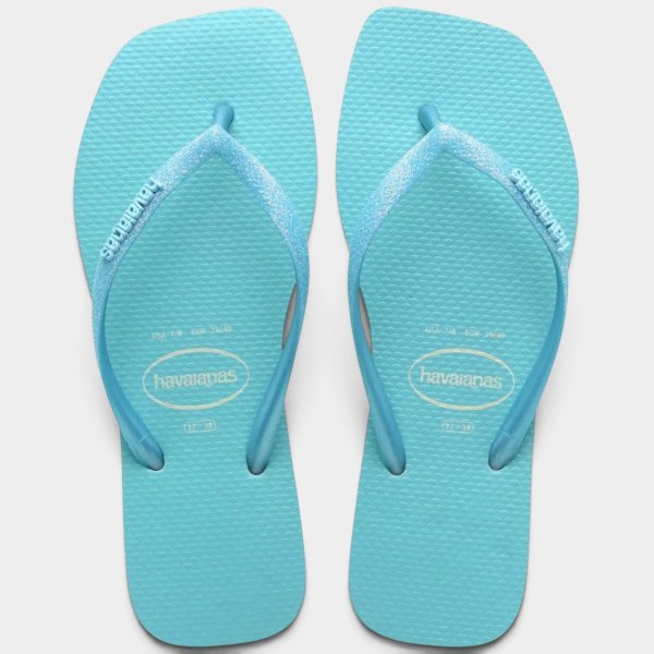 Chinelo Havaianas Slim Square Glitter Neon Feminino - Azul
