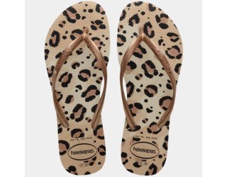 Chinelo Havaianas Slim Animals Feminino - Marrom Claro