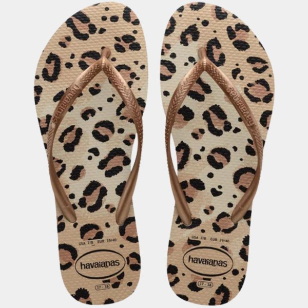 Chinelo Havaianas Slim Animals Feminino - Marrom Claro
