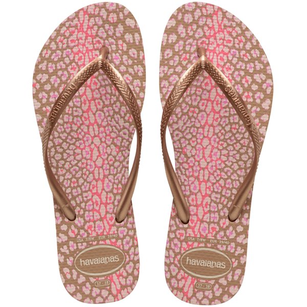 Chinelo Havaianas Slim Animals Feminino - Rose Gold