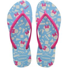 Chinelo Havaianas Slim Disney Feminino - Azul e Rosa