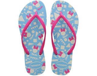 Chinelo Havaianas Slim Disney Feminino - Azul e Rosa