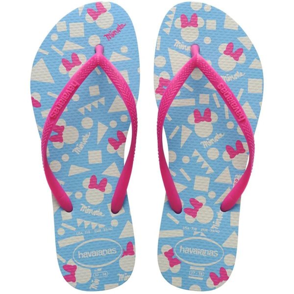 Chinelo Havaianas Slim Disney Feminino - Azul e Rosa
