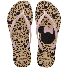 Chinelo Havaianas Slim Disney Feminino - Bege e Rosa