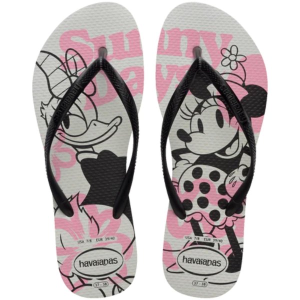 Chinelo Havaianas Slim Disney Feminino - Preto e Rosa