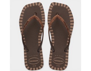 Chinelo Havaianas Slim Glitter Contour Feminino - Marrom