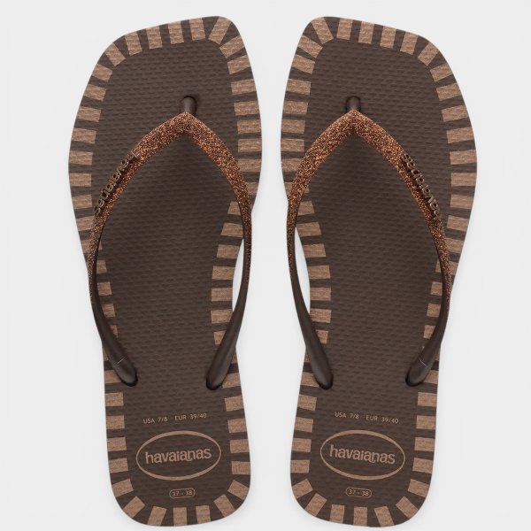 Chinelo Havaianas Slim Glitter Contour Feminino - Marrom