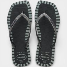 Chinelo Havaianas Slim Glitter Contour Feminino - Preto