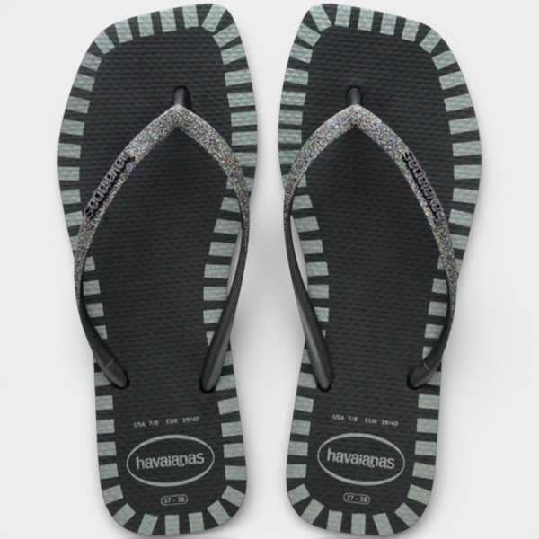 Chinelo Havaianas Slim Glitter Contour Feminino - Preto