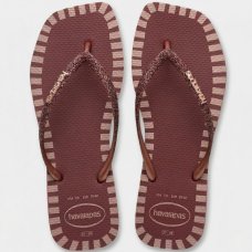 Chinelo Havaianas Slim Glitter Contour Feminino - Vermelho