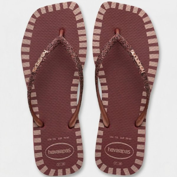 Chinelo Havaianas Slim Glitter Contour Feminino - Vermelho