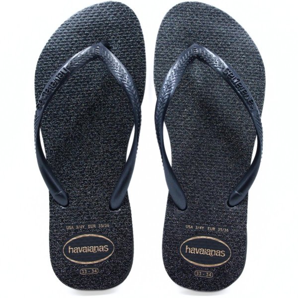 Chinelo Havaianas Slim Gloss Brilho Feminino - Preto