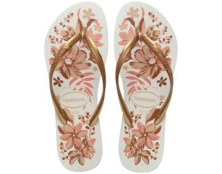 Chinelo Havaianas Slim Organic Feminino - Branco e Dourado