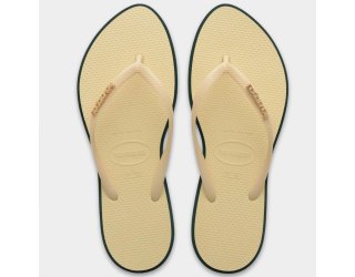 Chinelo Havaianas Slim Point Feminino - Bege e Verde