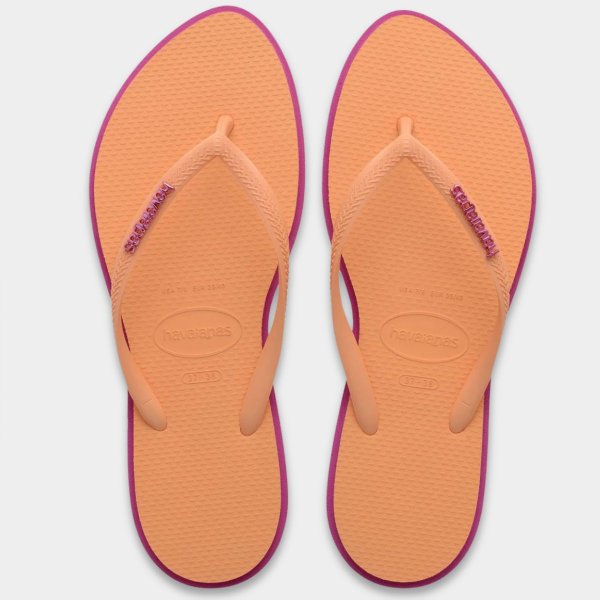 Chinelo Havaianas Slim Point Feminino - Laranja e Roxo