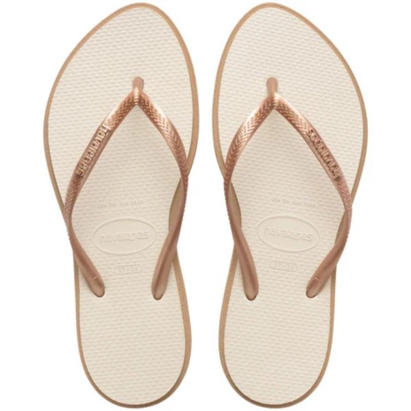 Chinelo Havaianas Slim Point Feminino - Off White e Bege