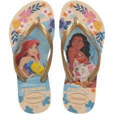 Chinelo Infantil Havaianas Slim Princess Menina - Bege e Azul