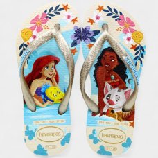 Chinelo Infantil Havaianas Slim Princess Menina - Bege e Cinza