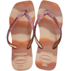 Chinelo Havaianas Slim Square Glitter Feminino -  Rosa