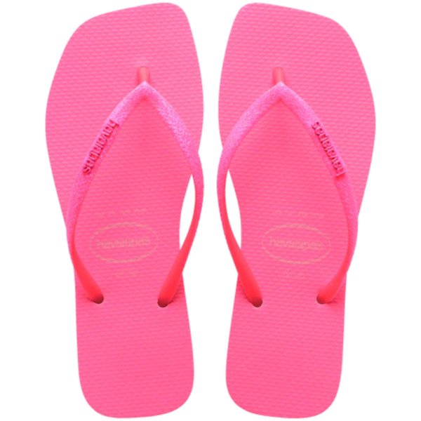Chinelo Havaianas Slim Square Glitter Neon Feminino - Rosa