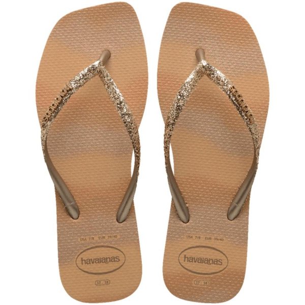 Chinelo Havaianas Slim Square Glitter Party Feminino - Dourado
