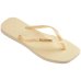 Chinelo Havaianas Slim Square Logo Metallic Feminino - Creme