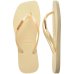 Chinelo Havaianas Slim Square Logo Metallic Feminino - Creme