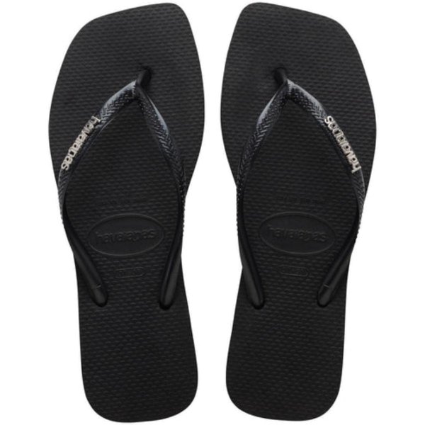 Chinelo Havaianas Slim Square Logo Metallic Feminino - Preto
