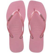 Chinelo Havaianas Slim Square Logo Metallic Feminino - Rosa Chinelo Havaianas Slim Square Logo Metallic Feminino - Rosa