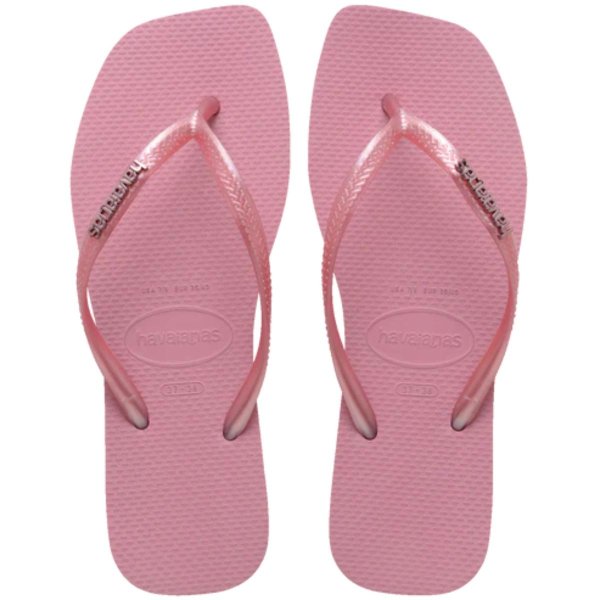 Chinelo Havaianas Slim Square Logo Metallic Feminino - Rosa