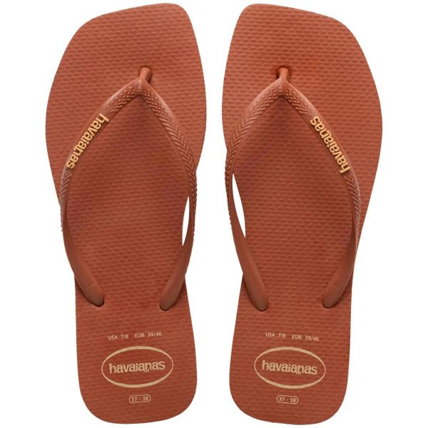 Chinelo Havaianas Slim Square Logo Pop Up Feminino - Marrom