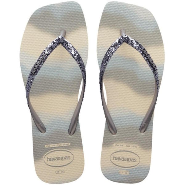 Chinelo Havaianas Slim Square Glitter Party Feminino - Prata